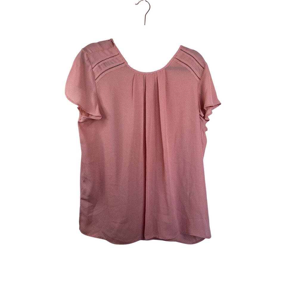 Liz Claiborne Dusty Rose Polkadot Print Short Sleeve Blouse